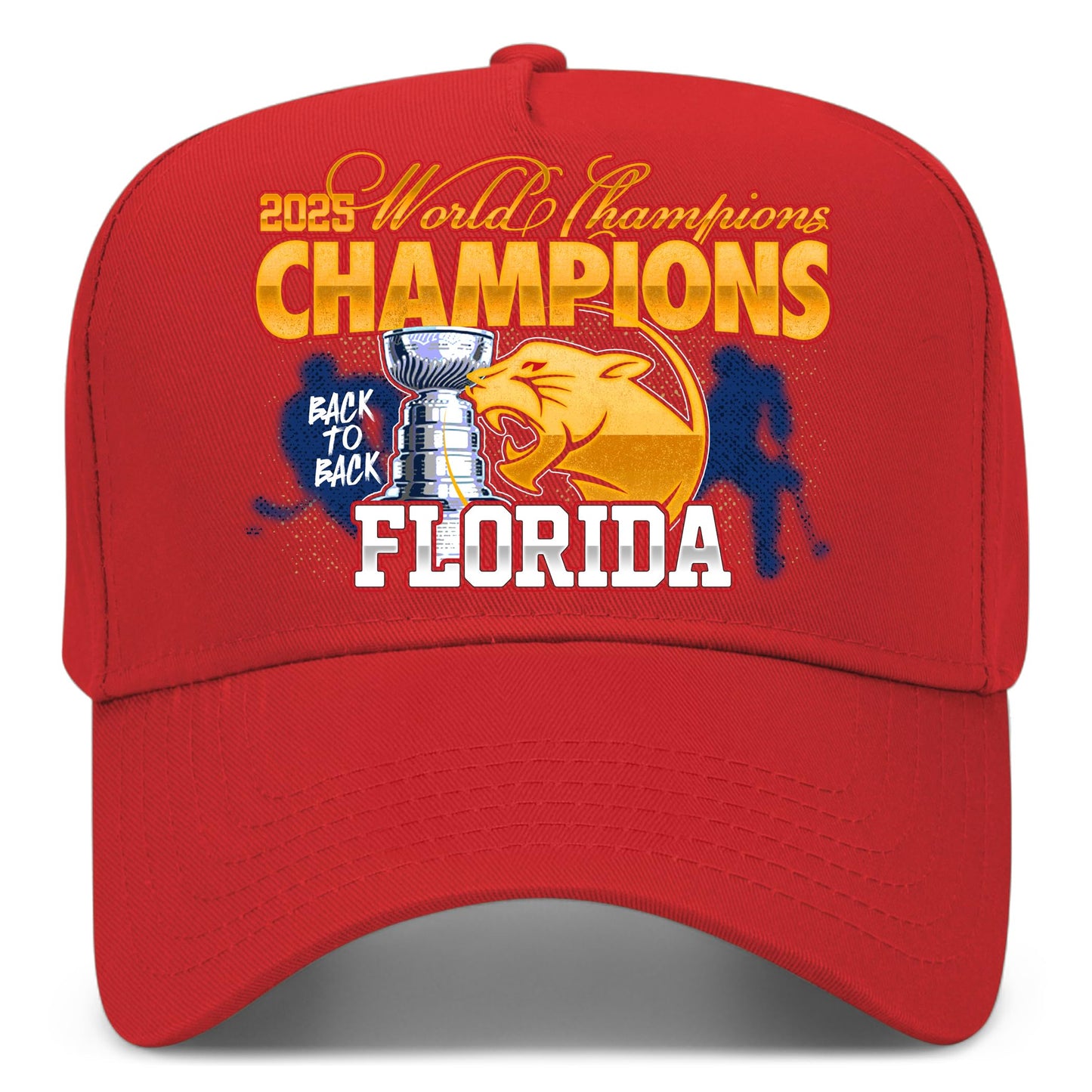 Florida Hockey 2025 World Champions Vintage Trucker Hat | Cup Final Trendy Sports | Premium Snapback Hat for Men & Women