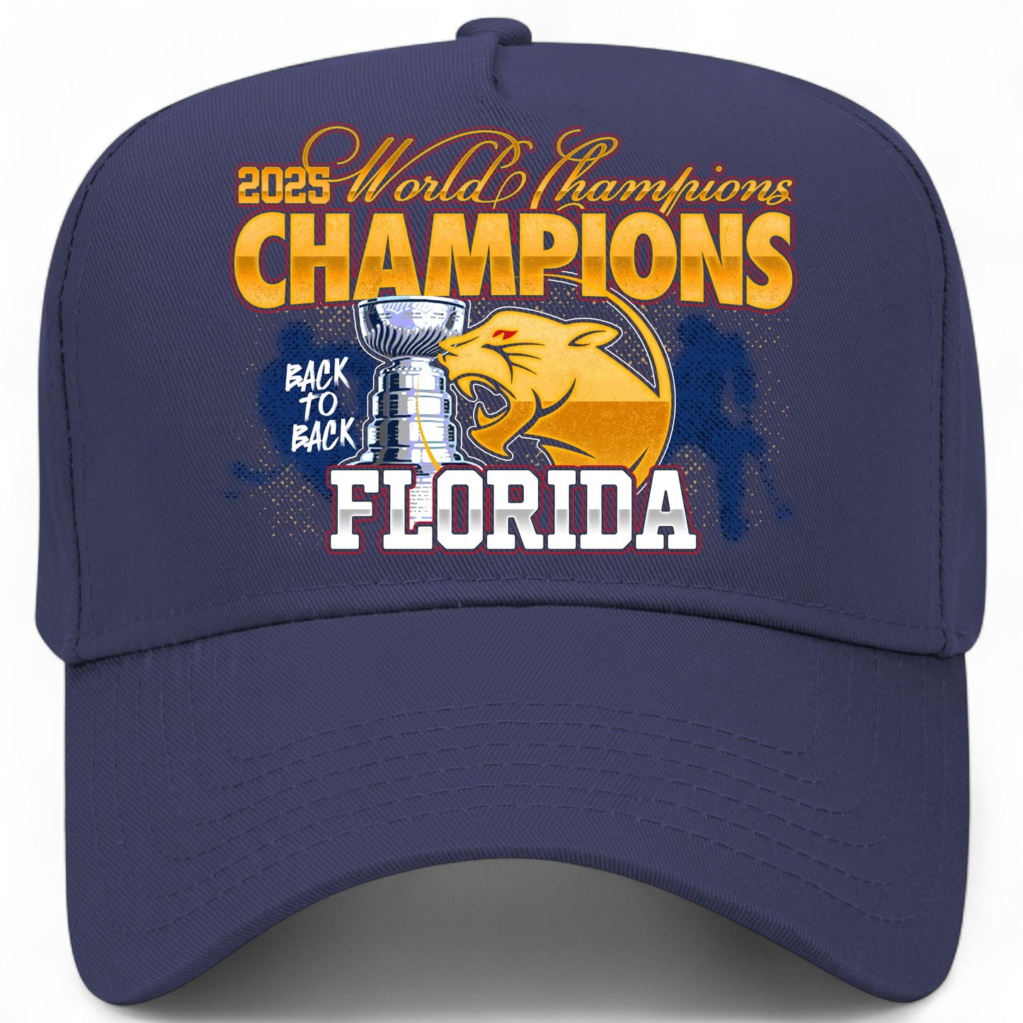 Florida Hockey 2025 World Champions Vintage Trucker Hat | Cup Final Trendy Sports | Premium Snapback Hat for Men & Women